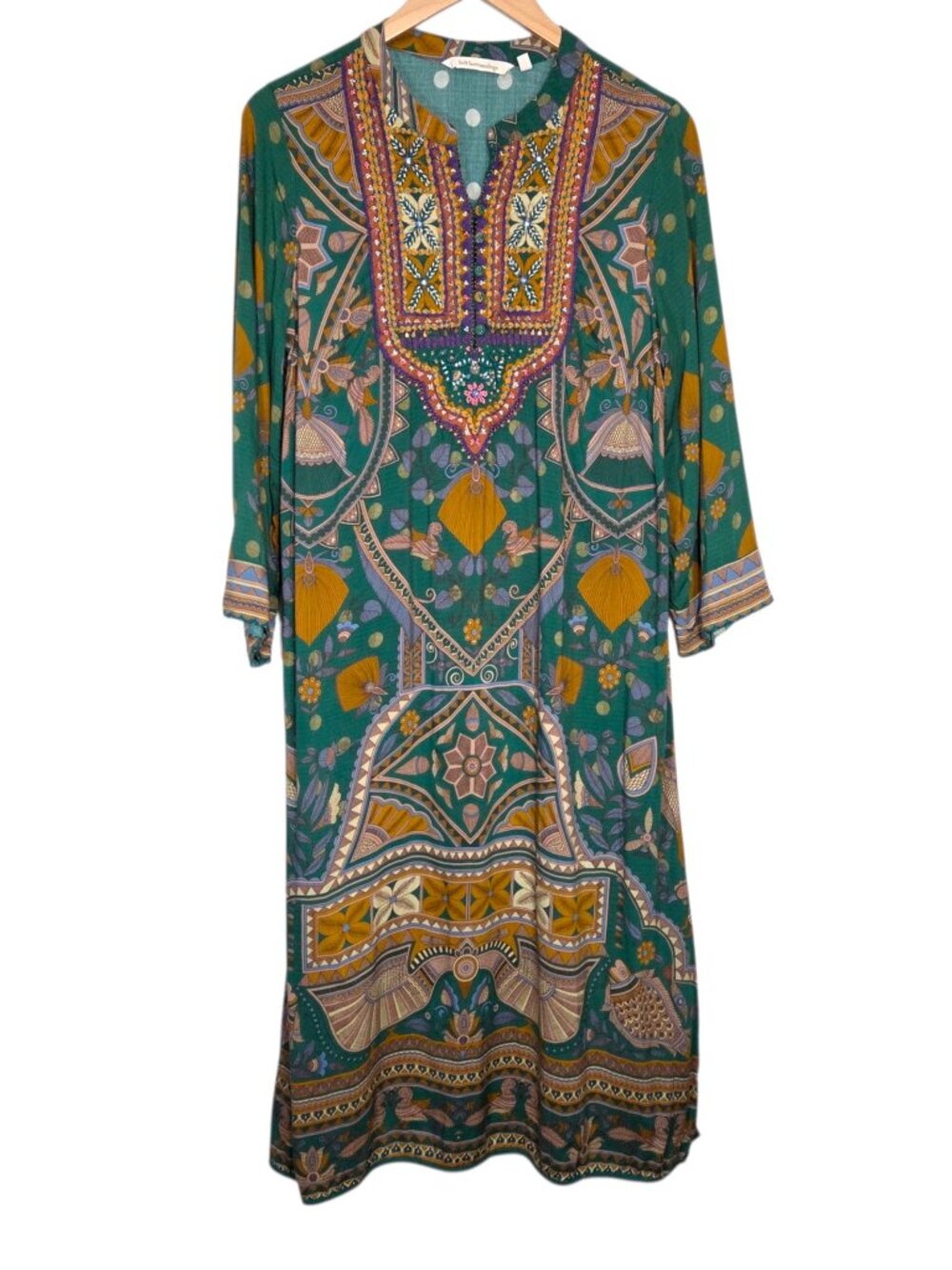 Soft Surroundings Green Kaftan Maxi Dress